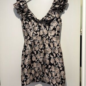 SAYLOR Black and Cream Floral Mini Dress